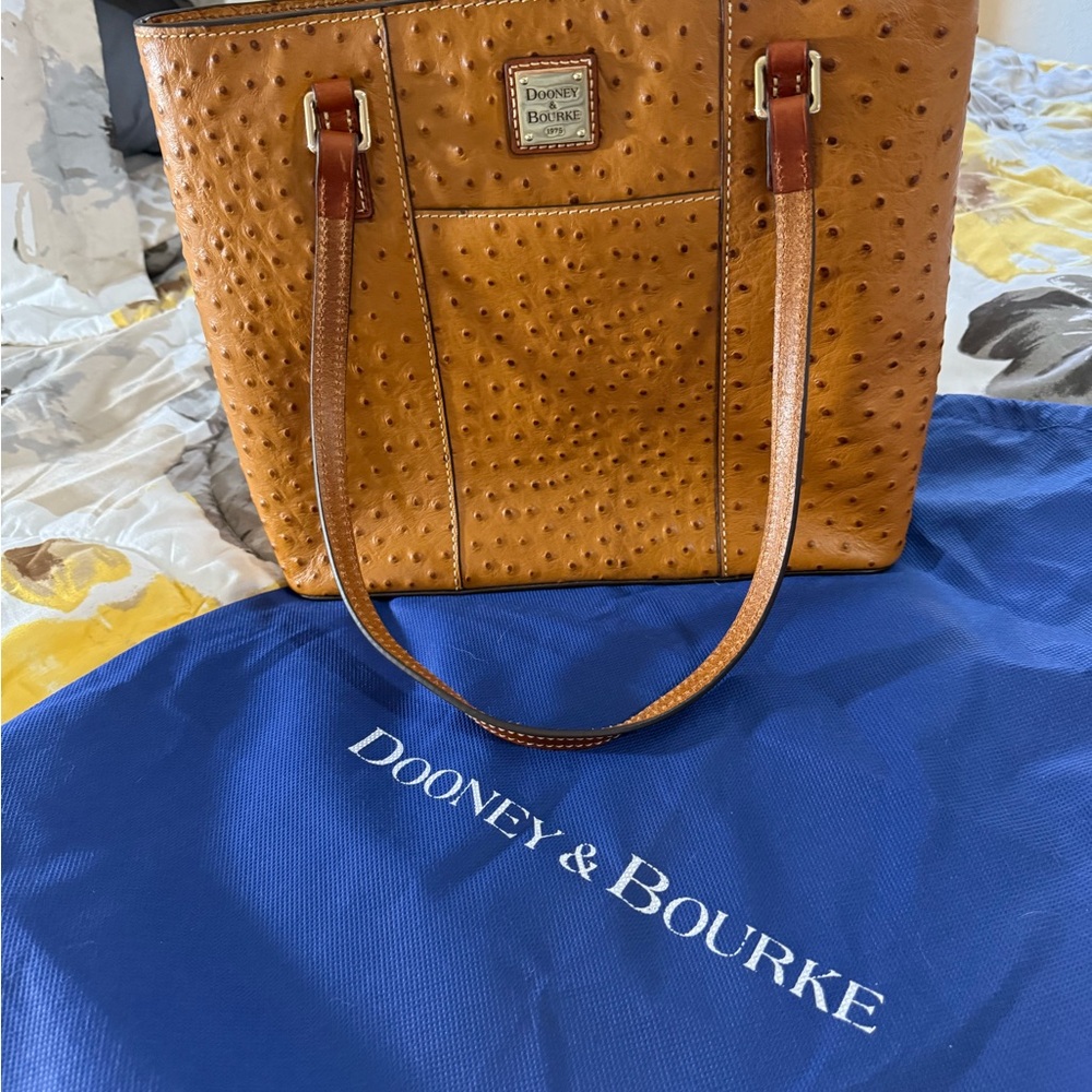 Dooney & Bourke Brown Ostrich-Embossed Tote - Picture 14 of 14